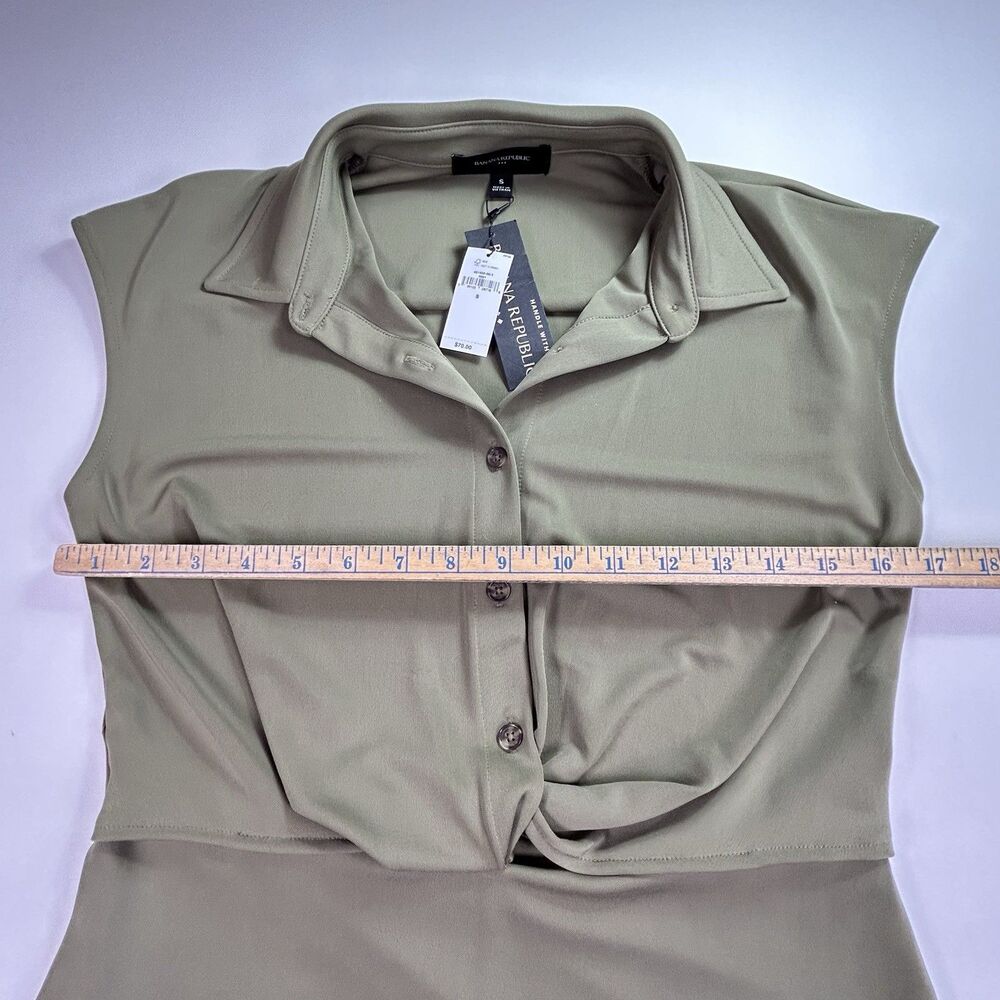 Banana Republic Olive Green Cap Sleeve Shirt Dress - Picture 7 of 15